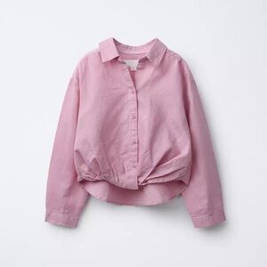 Zara girls linen gathered shirt